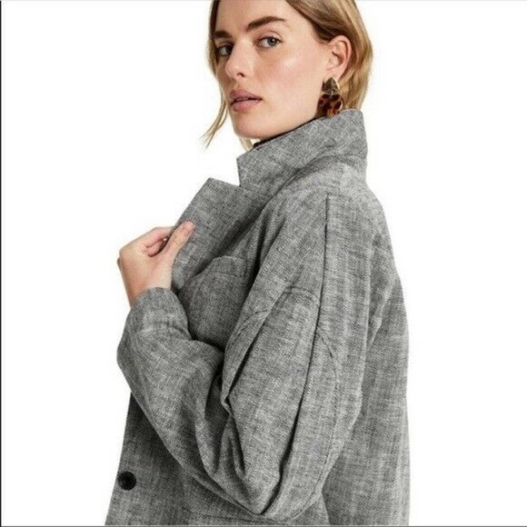 RACHEL COMEY x TARGET | Sz L Oversized Tweed Blazer Linen Cotton Blend Grey - Picture 2 of 7